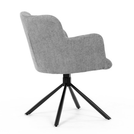 Moderní jídelní židle Autronic Židle jídelní, šedá látka, černý kov, otočný vratný mechanismus 90°/90° (L/P) - funkce reset (DCH-T1122 GREY2) (6)