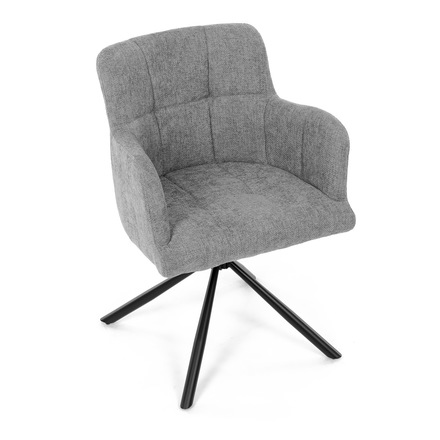 Moderní jídelní židle Autronic Židle jídelní, šedá látka, černý kov, otočný vratný mechanismus 90°/90° (L/P) - funkce reset (DCH-T1122 GREY2) (11)