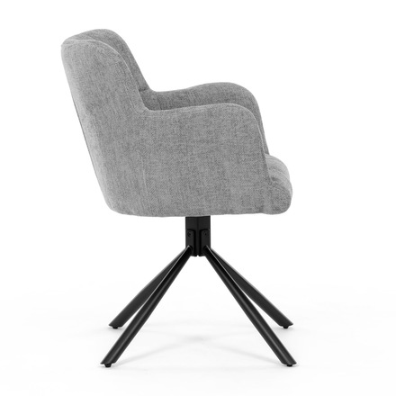 Moderní jídelní židle Autronic Židle jídelní, šedá látka, černý kov, otočný vratný mechanismus 90°/90° (L/P) - funkce reset (DCH-T1122 GREY2) (1)