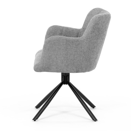 Moderní jídelní židle Autronic Židle jídelní, šedá látka, černý kov, otočný vratný mechanismus 90°/90° (L/P) - funkce reset (DCH-T1122 GREY2) (2)