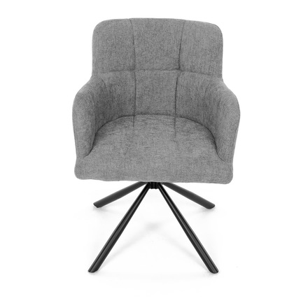 Moderní jídelní židle Autronic Židle jídelní, šedá látka, černý kov, otočný vratný mechanismus 90°/90° (L/P) - funkce reset (DCH-T1122 GREY2) (3)