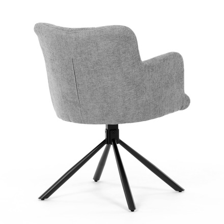 Moderní jídelní židle Autronic Židle jídelní, šedá látka, černý kov, otočný vratný mechanismus 90°/90° (L/P) - funkce reset (DCH-T1122 GREY2) (5)