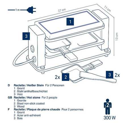 Raclette kámen Kela KL-16624 Bedretto Granite black 2 osoby 27,0x11,0x13,0cm (2)