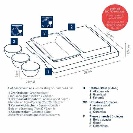 Servírovací misky Kela KL-16629 žhavý kámen XL Country akátové dřevo tmavě šedá 29,0x23,0x4,5cm (2)