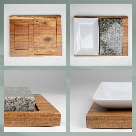 Servírovací misky Kela KL-16629 žhavý kámen XL Country akátové dřevo tmavě šedá 29,0x23,0x4,5cm (4)