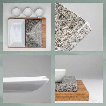 Servírovací misky Kela KL-16629 žhavý kámen XL Country akátové dřevo tmavě šedá 29,0x23,0x4,5cm (5)