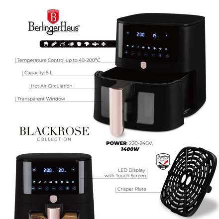 Horkovzdušná fritéza Berlingerhaus BH-9488 digitální 5 l Black Rose Collection (3)