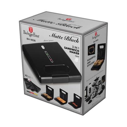 Sendvičovač Berlingerhaus BH-9638 3 v 1 s nepřilnavým povrchem 780 W Matte Black Collection (5)