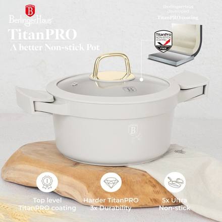 Kastrol s poklicí s titanovým povrchem Berlingerhaus BH-7786 20 cm Sahara Collection (7)