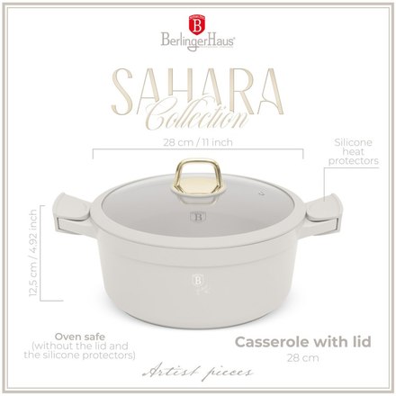 Kastrol s poklicí s titanovým povrchem Berlingerhaus BH-7788 28 cm Sahara Collection (4)