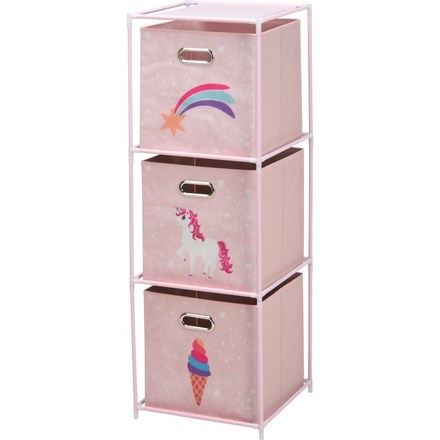 Dětská úložná skříňka Homestyling KO-C80653190 se 3 boxy dětská růžová