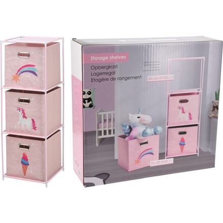 Dětská úložná skříňka Homestyling KO-C80653190 se 3 boxy dětská růžová (1)