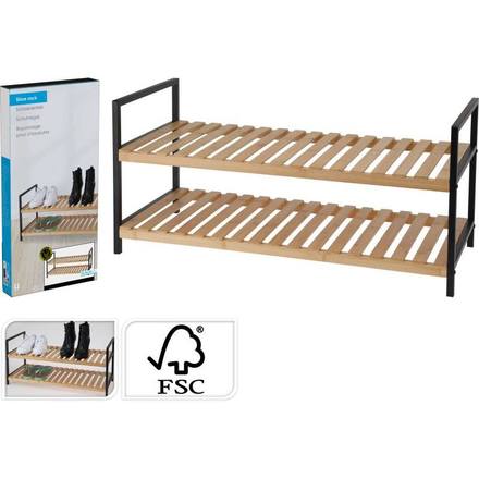 Botník Homestyling KO-784630150 bambusový 2 police 70 x 30 x 32 cm