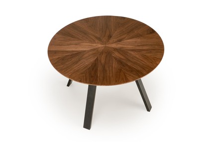 Moderní jídelní stůl Halmar DANILO kulatý, deska - ořechová, nohy - černá (2 Karton) (2)