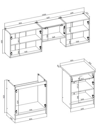 Kuchyňská linka Halmar MARIJA 200 korpus: dub sonoma, přední barva: bílá lesk (7 karton) (2)