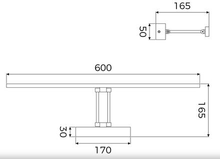 Koupelnové nástěnné svítidlo Lummax ADRIANA 12W, 840lm, 4000K, IP44, 60cm, černá (1)