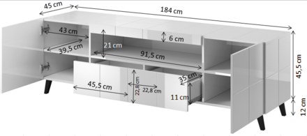Televizní stolek Halmar REJA černá lesk (2 Karton) (3)