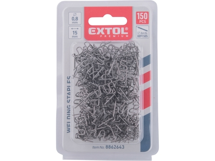 Spony svařovací Extol Premium 8862643 spony svařovací, 150ks, vlna, ⌀0,8mm, rozteč 15mm (1)