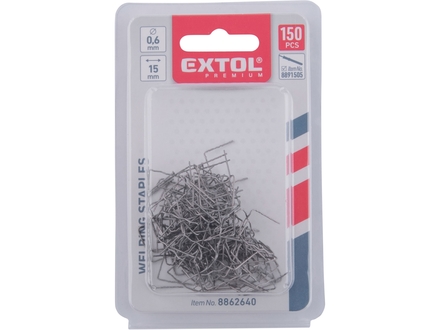 Spony svařovací Extol Premium 8862640 spony svařovací, 150ks, vlnka, ⌀0,6mm, rozteč 15mm (1)
