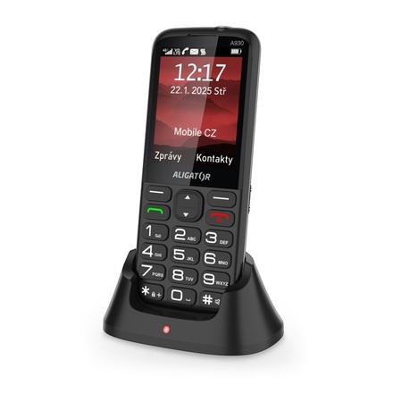 Mobilní telefon pro seniory Aligator A930 GPS Senior Black (3)
