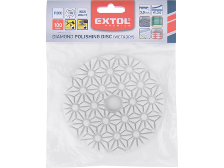 Leštící kotouč Extol Premium 8803094 kotouč diamantový leštící na obklady, O100mm, P200, suchý zip (1)