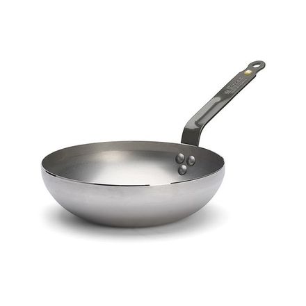 Pánev s nepřilnavým povrchem de Buyer 5617.24, Wok MINERAL B, WOK, průměr 24 cm, zaoblená, široké dno, zakřivená rukojeť, ocel