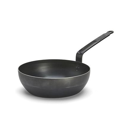 Pánev s nepřilnavým povrchem de Buyer 5214.24, BLUE CARBON, hluboká, modrá ocel, průměr 24 cm, výška 7,7 cm