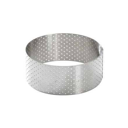 Pečící rám de Buyer 3098.00, kruhový, perforovaný, děrovaný, průměr 8,5 cm, výška 3,5 cm, rovná hrana