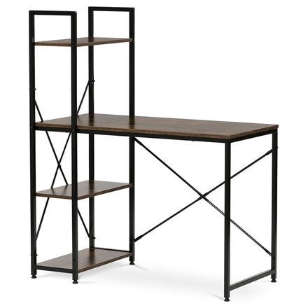 Pracovní stůl Autronic Stůl pracovní s regálem, MDF, dekor staré dřevo, černý kov (GD-512 OLW)