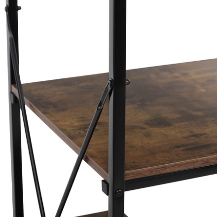 Pracovní stůl Autronic Stůl pracovní s regálem, MDF, dekor staré dřevo, černý kov (GD-512 OLW) (10)