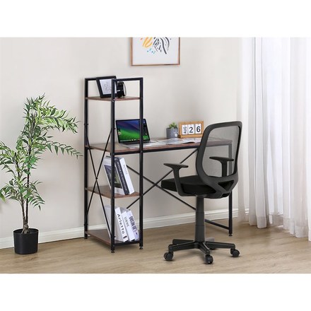 Pracovní stůl Autronic Stůl pracovní s regálem, MDF, dekor staré dřevo, černý kov (GD-512 OLW) (1)