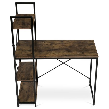 Pracovní stůl Autronic Stůl pracovní s regálem, MDF, dekor staré dřevo, černý kov (GD-512 OLW) (5)
