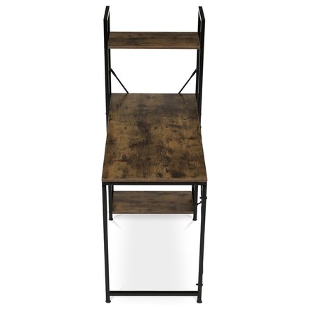 Pracovní stůl Autronic Stůl pracovní s regálem, MDF, dekor staré dřevo, černý kov (GD-512 OLW) (7)