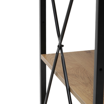 Pracovní stůl Autronic Stůl pracovní s regálem, MDF, dekor dub, černý kov (GD-512 OAK) (9)