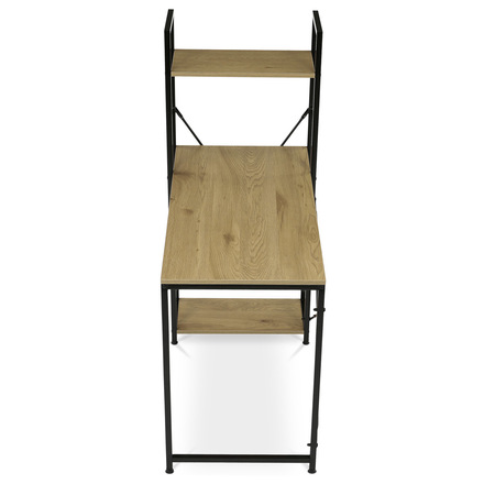 Pracovní stůl Autronic Stůl pracovní s regálem, MDF, dekor dub, černý kov (GD-512 OAK) (6)
