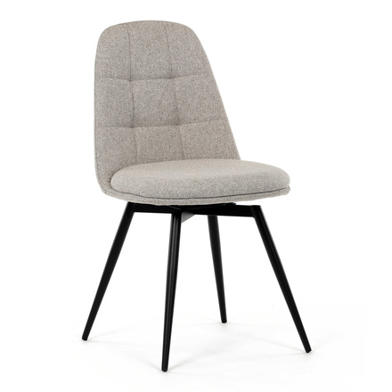 Moderní jídelní židle Autronic Židle jídelní, krémová látka, 360° otočný mechanismus, černý matný lak, kovové nohy (DCL-V2040 CRM2) (12)