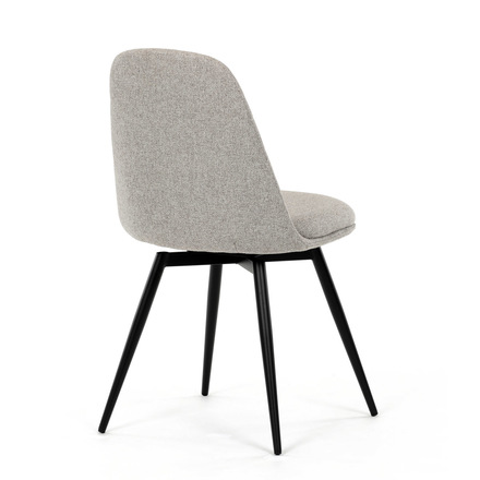 Moderní jídelní židle Autronic Židle jídelní, krémová látka, 360° otočný mechanismus, černý matný lak, kovové nohy (DCL-V2040 CRM2) (8)