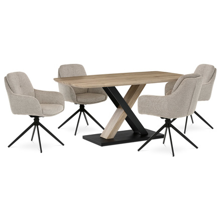 Moderní jídelní stůl Autronic Stůl jídelní 160x90cm, MDF, 3D dekor dub san remo, kovové nohy, černý lak. (HT-W1570 SRE) (11)