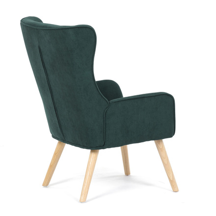 Křeslo Autronic Křeslo, potah zelená manšestrová látka, dřevěné nohy, masiv kaučukovník (AK-314 GRN2) (10)