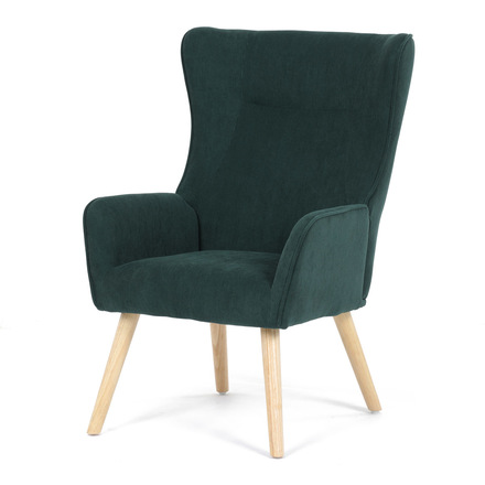 Křeslo Autronic Křeslo, potah zelená manšestrová látka, dřevěné nohy, masiv kaučukovník (AK-314 GRN2) (3)