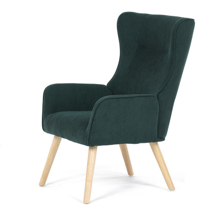 Křeslo Autronic Křeslo, potah zelená manšestrová látka, dřevěné nohy, masiv kaučukovník (AK-314 GRN2) (4)