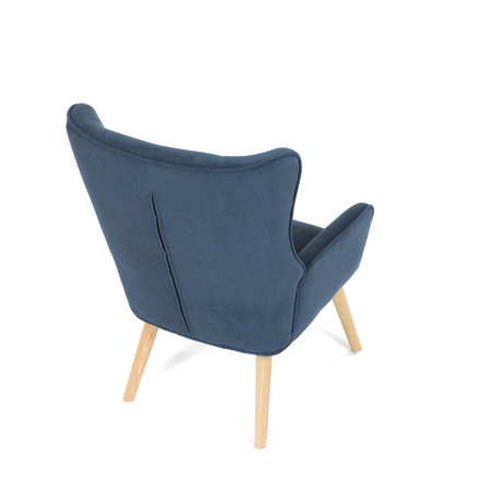 Křeslo Autronic Křeslo, potah modrá manšestrová látka, dřevěné nohy, masiv kaučukovník (AK-314 BLUE2) (20)