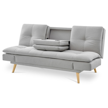 Pohovka s rozkladem Autronic Rozkládací pohovka click-clack, 3místná, držák nápojů, potah světle šedá látka, nohy masiv buk (ASB-4720 SIL2) (5)