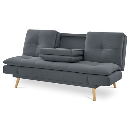 Pohovka s rozkladem Autronic Rozkládací pohovka click-clack, 3místná, držák nápojů, potah tmavě šedá látka, nohy masiv buk (ASB-4720 GREY2) (6)