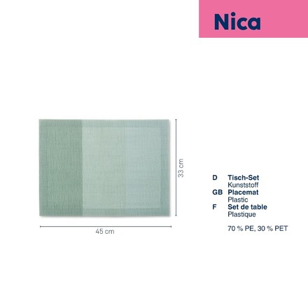 Prostírání Kela KL-12830 Nica 70%PE/30%PET kouřově zelená 45,0x33,0cm (2)