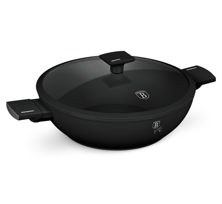Pánev WOK s titanovým povrchem a poklicí Berlingerhaus BH-8182 30 cm Matte Black Collection