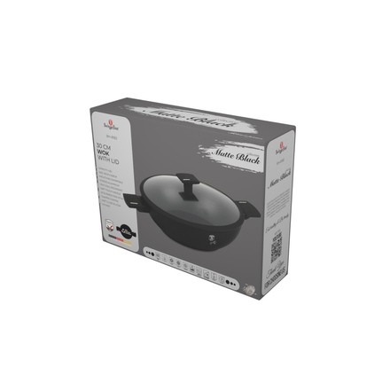 Pánev WOK s titanovým povrchem a poklicí Berlingerhaus BH-8182 30 cm Matte Black Collection (1)