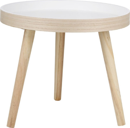 Odkládací stolek Articasa ED-200875 kulatý dřevo/bílá 40 cm (1)