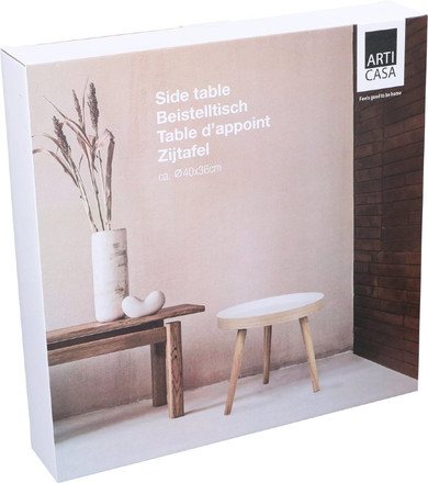 Odkládací stolek Articasa ED-200875 kulatý dřevo/bílá 40 cm (2)