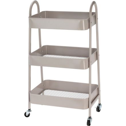 Kuchyňský úložný vozík Homestyling KO-C80902030 třípatrový kov béžová (2)